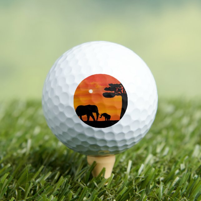Golf Belephant, ,sky ,animals ,sunrise ,nature  Balls (Insitu Tee)