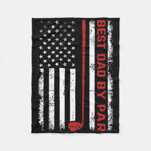 Golf Best Dad By Par Daddy Vintage American Flag F Fleece Blanket