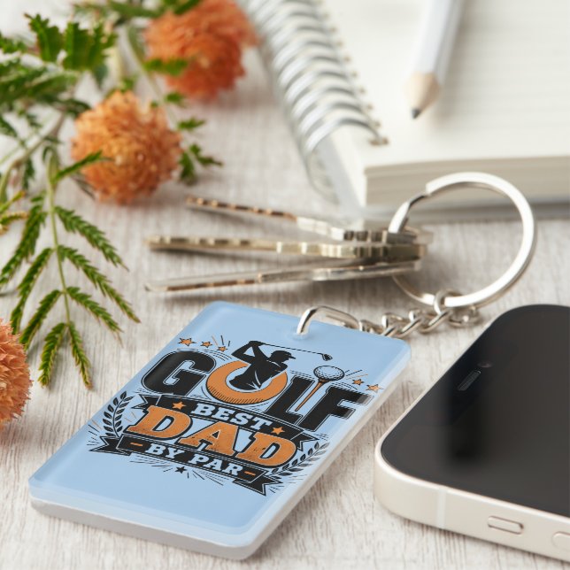 Golf Best Dad By Par Funny Golf Father's Day  Key Ring (Front Right)