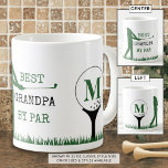 Golf BEST GRANDPA BY PAR Monogram Coffee Mug<br><div class="desc">Create a unique personalised monogrammed mug for the golfer grandfather with the the funny golf saying title BEST GRANDPA BY PAR in green and black. Choose from other mug styles on the ordering page. Makes a memorable, meaningful grandfather gift for his birthday, Grandparents Day, Father's Day or a holiday. ASSISTANCE:...</div>