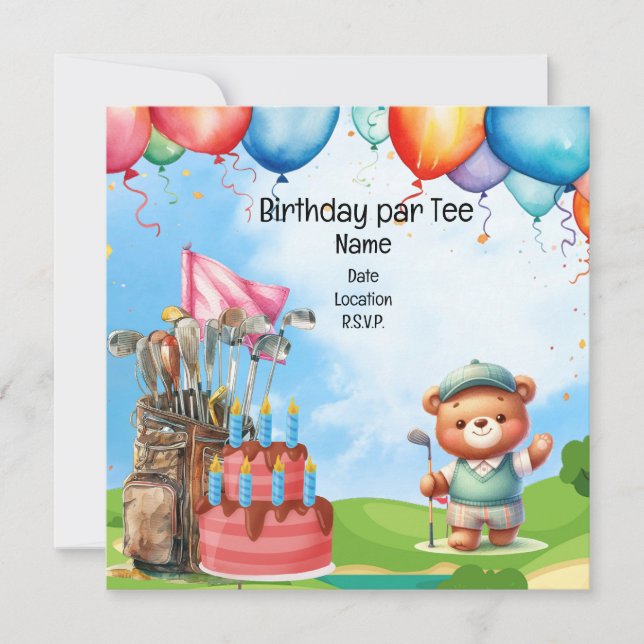 Golf Birthday for kid golfer party  Invitation (Front)