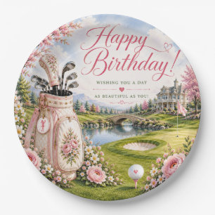 Golf Birthday for Woman Golfer Paper Plate