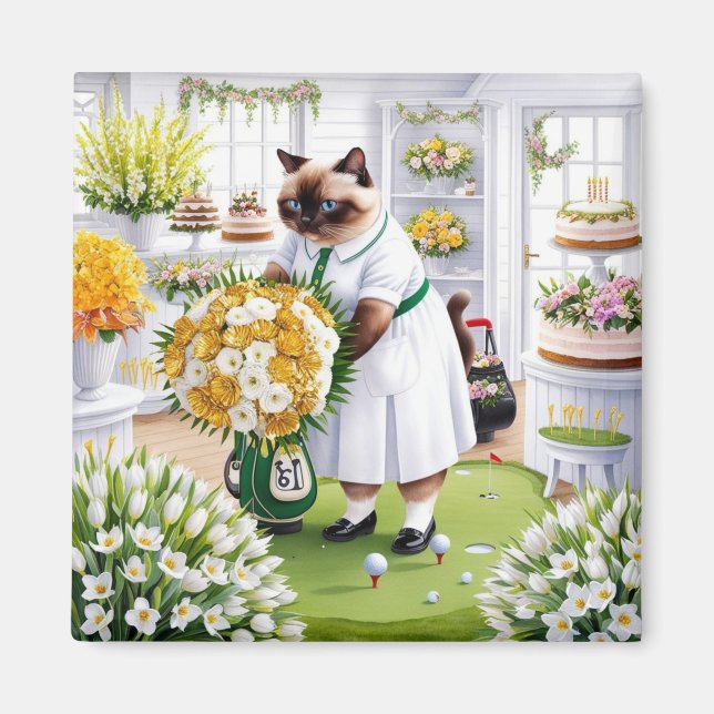 Golf Birthday Gifts for Cat Lover Golfer Magnet (Front)