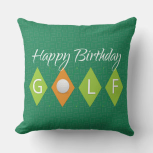 Golf Birthday Green Diamond Shapes Cushion