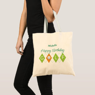 Golf Birthday Green Diamond Shapes Tote Bag