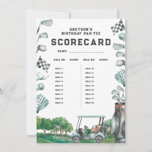 Golf Birthday Par-Tee 18 Holes Scorecard Card
