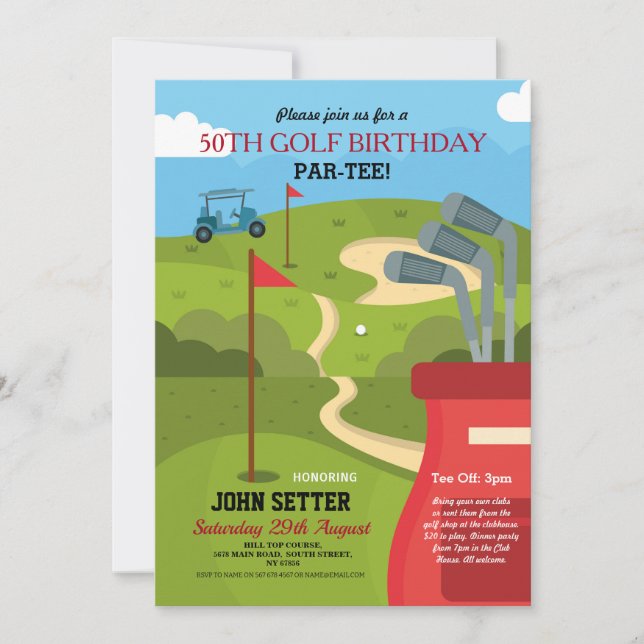 Golf Birthday Party Any Age Golfing Invitation (Front)