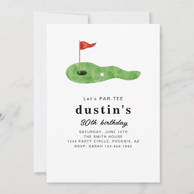 Golf Birthday Party Invitation  (Front)
