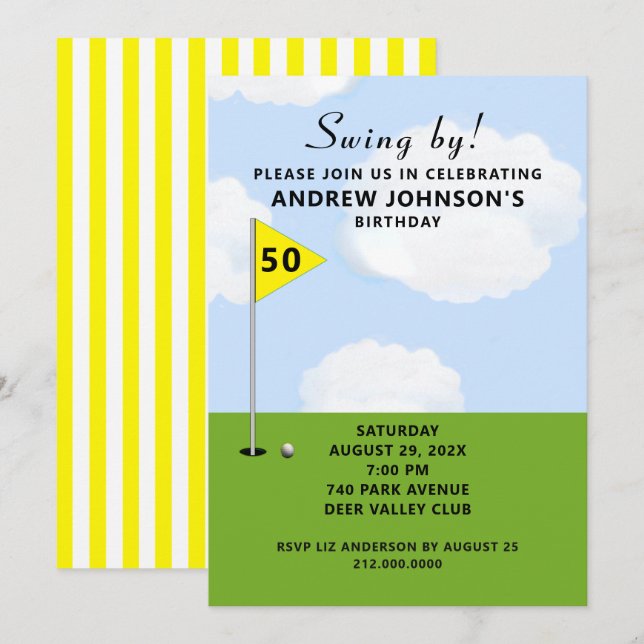 Golf Birthday Party Invitation (Front/Back)