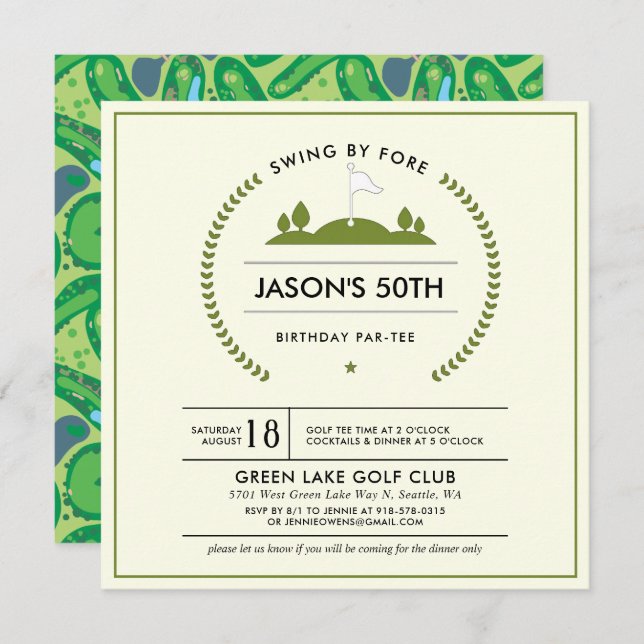 Golf Birthday Party Invitation (Front/Back)