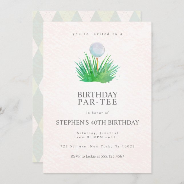 Golf Birthday Party Invitations (Front/Back)