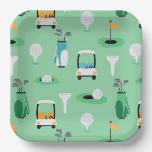 Golf Birthday Party Kids Golfing Pattern Paper Plate