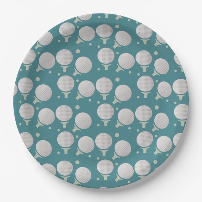 Golf Birthday Party Pattern Paper Plate (Front)
