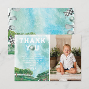Golf Birthday Party Photo Thank You Card