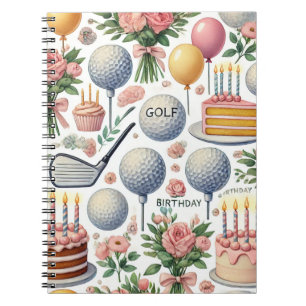 Golf Birthday Party Pink Themed for Girl Woman Notebook