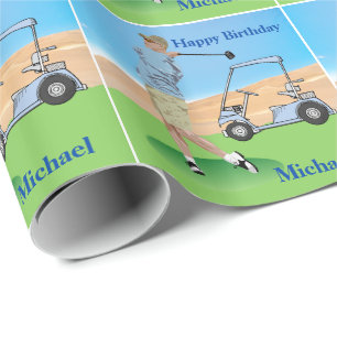 Golf Birthday Personalised Gift Wrapping Paper