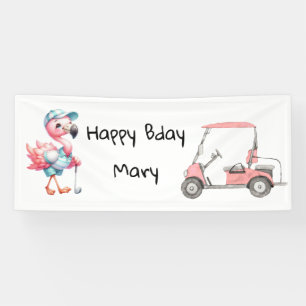 Golf Birthday Pink themed for Lady Golfer Banner