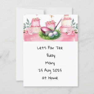Golf Birthday Pink themed for Lady Golfer Postcard