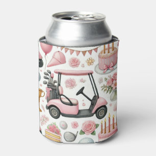 Golf Birthday Pink themed for Woman Golfer Can Cooler