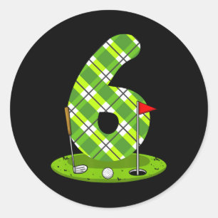 Golf Birthday Shirt For Kids 6th Birthday Party Go Classic Round Sticker