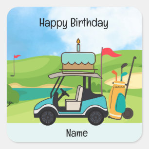 Golf Birthday theme for kid golfer Party Square Sticker