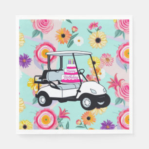 Golf Birthday Themed with golf cart for Golfer Napkin