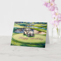 Golf  Birthday to Golfer with golf cart watercolor