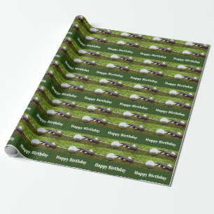 Golf Birthday with golf ballon green for golfer Wrapping Paper