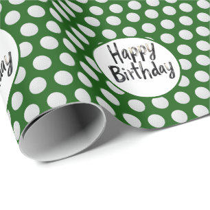 Golf birthday with golf balls on green wrapping paper