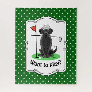Golf Black Labrador Retriever Dog - Cute Jigsaw Puzzle