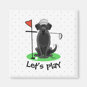 Golf Black Labrador Retriever Dog - Cute Magnet