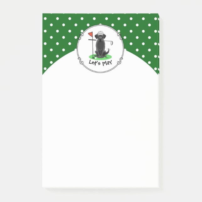 Golf Black Labrador Retriever Dog - Cute Post-it Notes (Front)