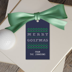 Golf Blue and Green Merry Golfmas Gift Tags
