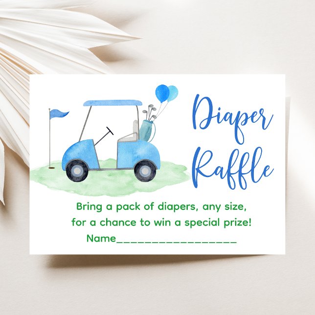 Golf Blue Boy Baby Shower Diaper Raffle Enclosure Card (Creator Uploaded)