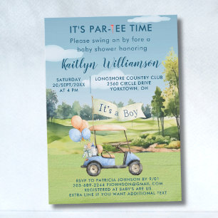 Golf Blue Boy Baby Shower Par-Tee Invitation