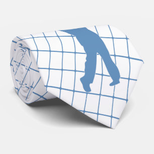 Golf Blue Silhouette Golfer and Golf Club Tie