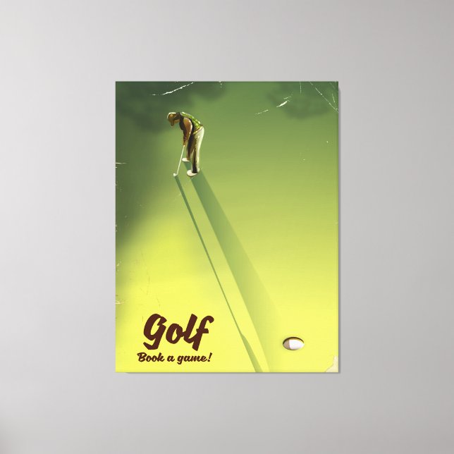Golf "Book a game" vintage Poster Canvas Print (Front)