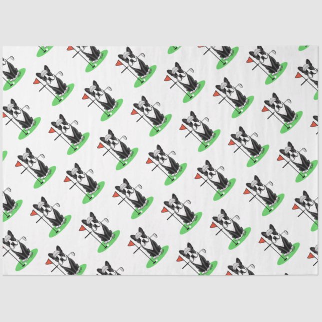 Golf Boston Terrier (black) Cute Dog Tissue Paper (Front)