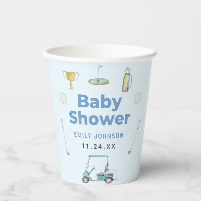 Golf Boy Baby Shower  Paper Cups (Front)