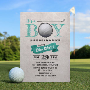 Golf Boy Baby Shower Sport Theme Teal Invitation