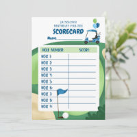Golf Boy Birthday Par-Tee 9 Holes Card Scorecard