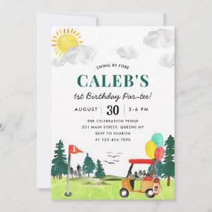Golf Boy Birthday Swing by Fore Par-tee Invitation