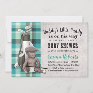 Golf Boy Future Golfer Caddy Black Baby Shower Invitation