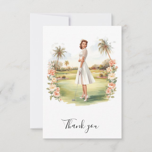 Golf bridal shower Flat Thank You Card (Front)