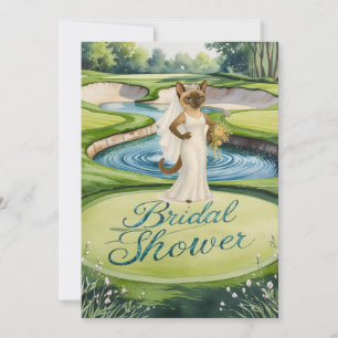 GOLF BRIDAL SHOWER for Cat Lover golfer Invitation