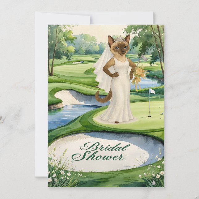 GOLF BRIDAL SHOWER for Cat Lover golfer  Invitation (Front)