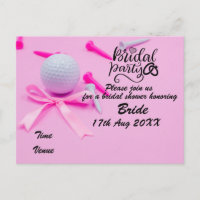 Golf Bridal Shower Invitation golf ball on pink Po