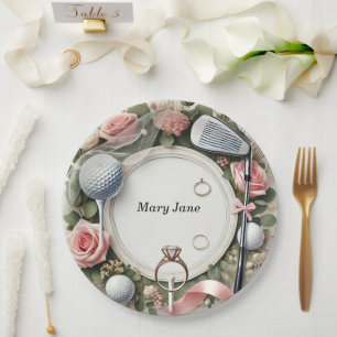 Golf Bridal Shower themed with golf ball  Paper Plate