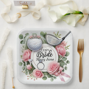 Golf Bridal Shower themed with golf ball Paper Plate