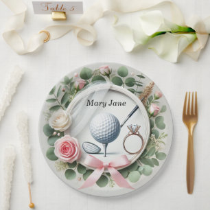 Golf Bridal Shower themed with golf ball Paper Plate